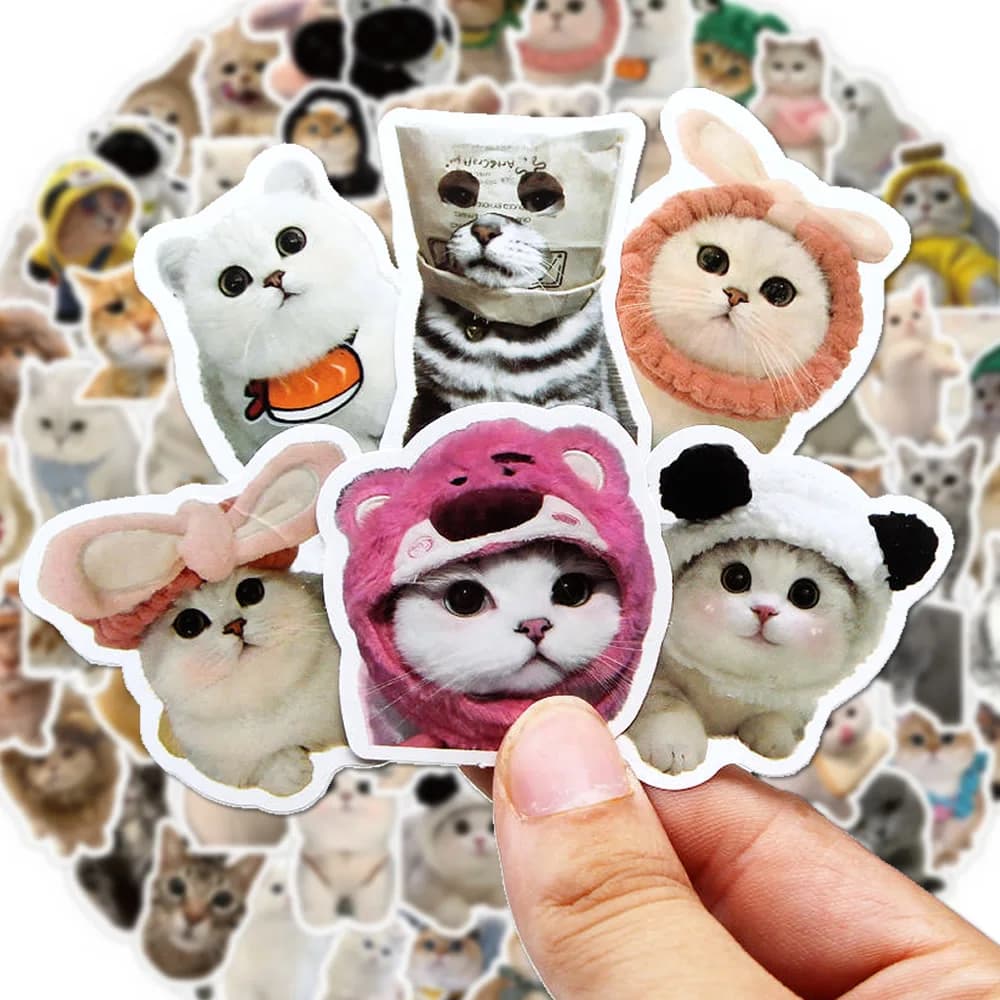 10/500/1000pcs Divertente Simpatico Gatto MEME Animali Adesivi Kawaii Decalcomanie Scrapbooking Notebook Bagagli Laptop Skateboard Adesivo Giocattolo