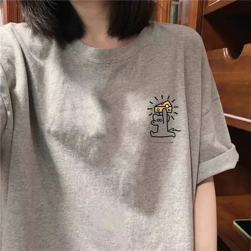 Loose Fit Short Sleeve T-Shirt Pure Cotton Men's Women's Summer Top Youthful Vitality Style round Neck Sweatshirt Casual Wear