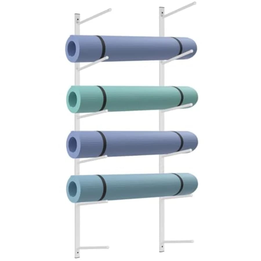 Supporto da Parete per Tappetini Yoga, Organizzatore per Tappetini Yoga, Supporto da Parete per Skateboard, per Rulli in Schiuma, Skateboard, Sci, Boa