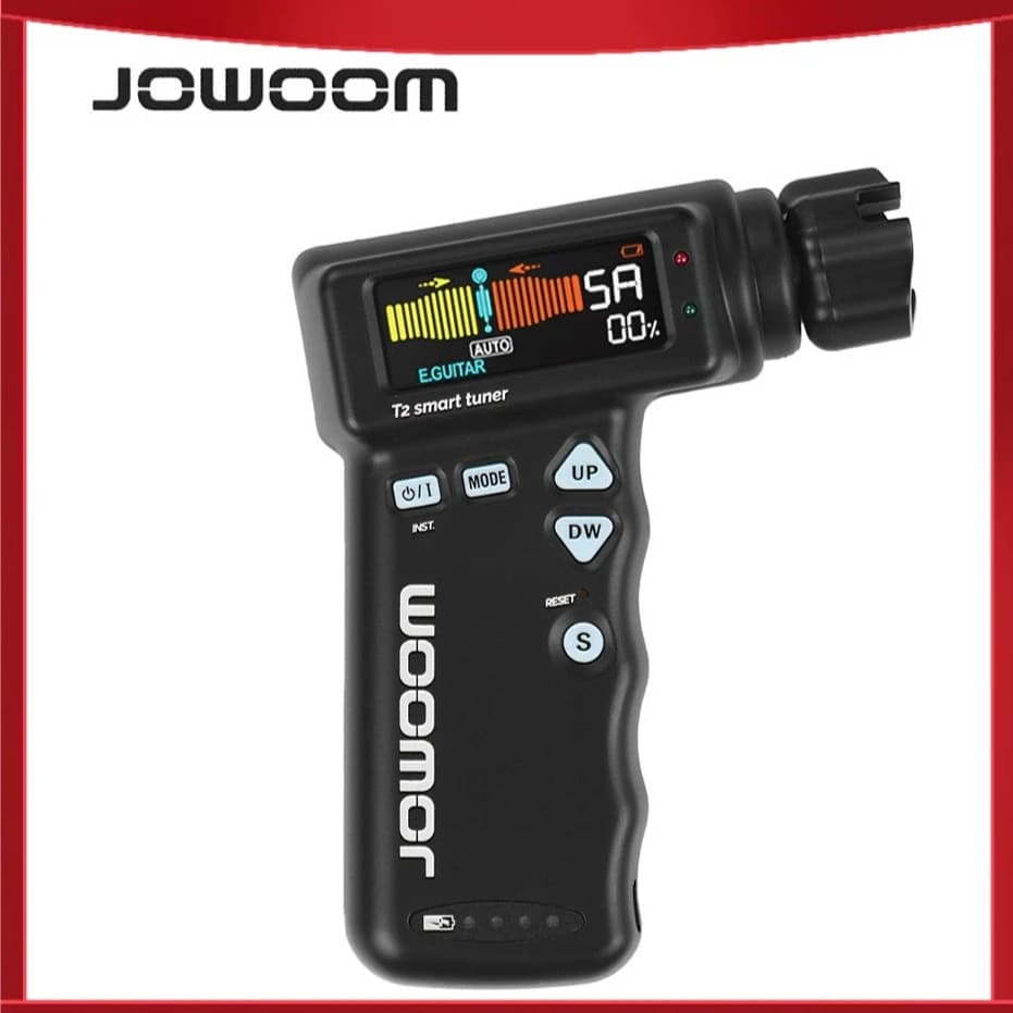 JOWOOM T2 Accordatore Intelligente Multifunzione per Chitarra e Ukulele con Avvolgicorde e Batteria Ricaricabile Integrata