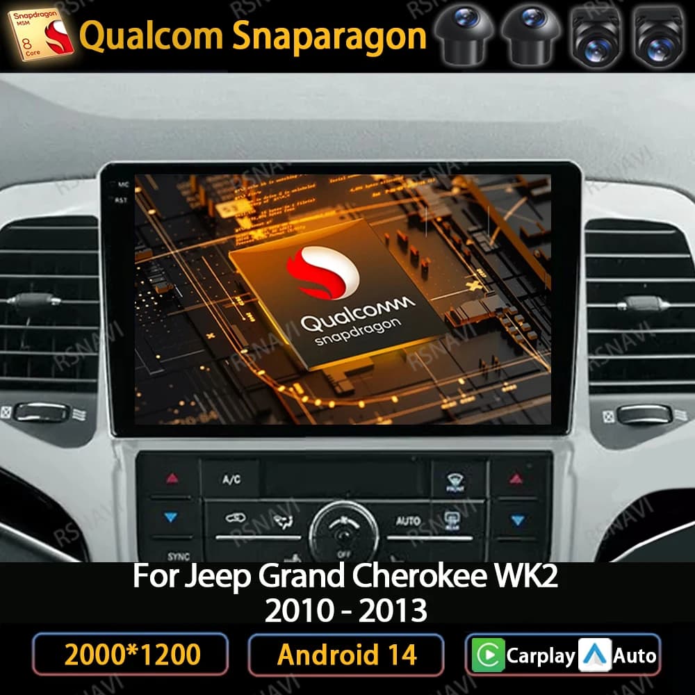 Android 14 Wireless Carplay Auto Per Jeep Grand Cherokee WK2 2008 - 2013 Autoradio Multimedia Stereo Video Player GPS Navi WIFI