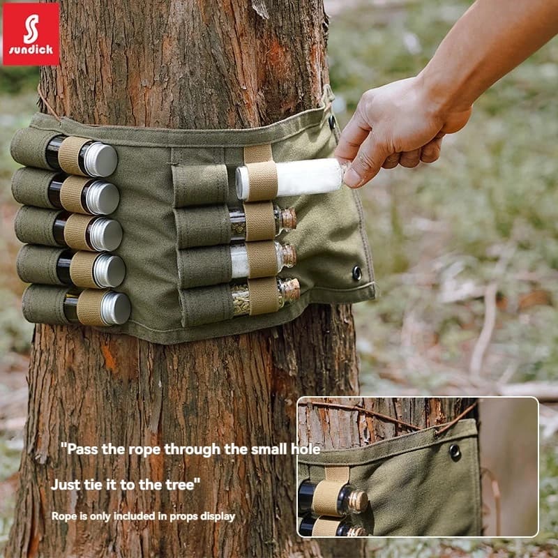 Set di Borse Porta Spezie per Campeggio, Borsa Portatile per Bottiglie di Condimenti da Picnic, Contenitore per Barattoli di Spezie