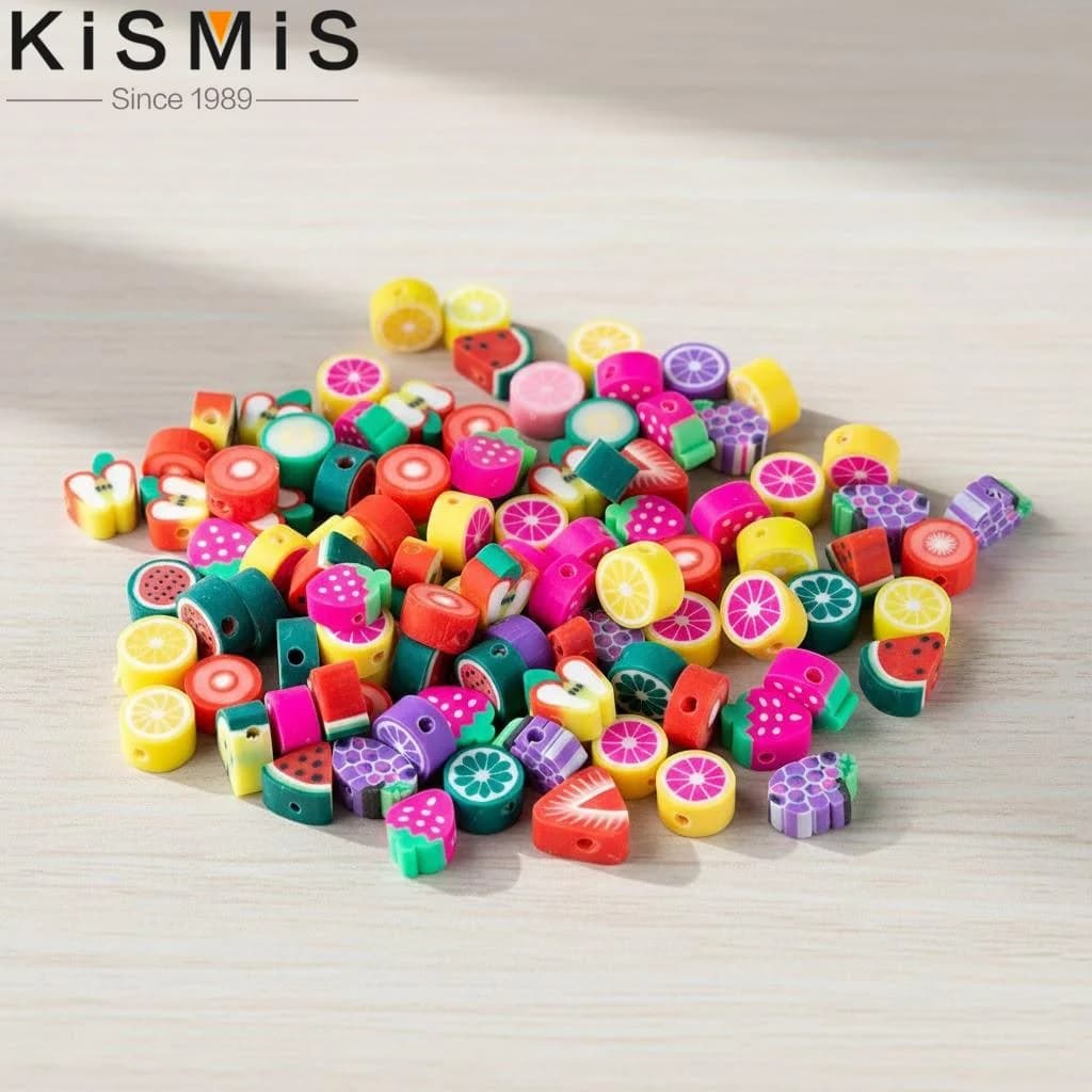 50 Pezzi Perline in Argilla Colorate da 10mm, Perline Distanziatrici in Polimero per Creazione di Gioielli e Accessori Fai-da-Te