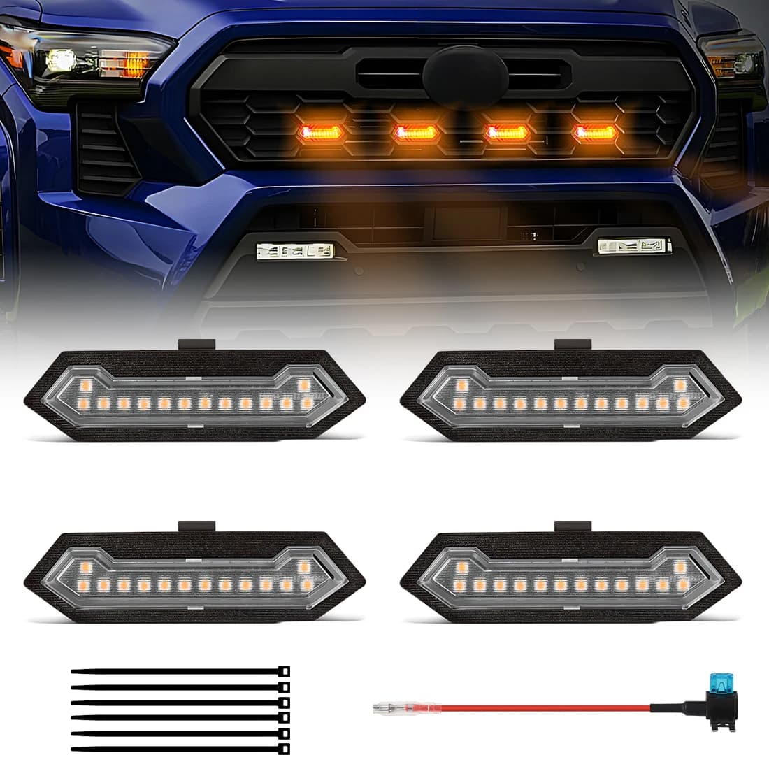 Per Toyota Tacoma TRD Sport 2024 2025 Luci della griglia dell'auto Griglia anteriore LED Lampada di avvertimento Luce di marcia diurna Bianco Ambra Blu Rosso