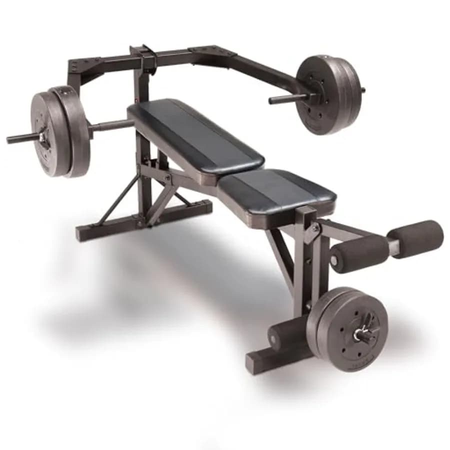 Panca Pesi Regolabile con Piastre in Vinile da 45 kg per Home Gym, Panca Multifunzione per Allenamento di Forza in Nero con Sviluppo Gambe