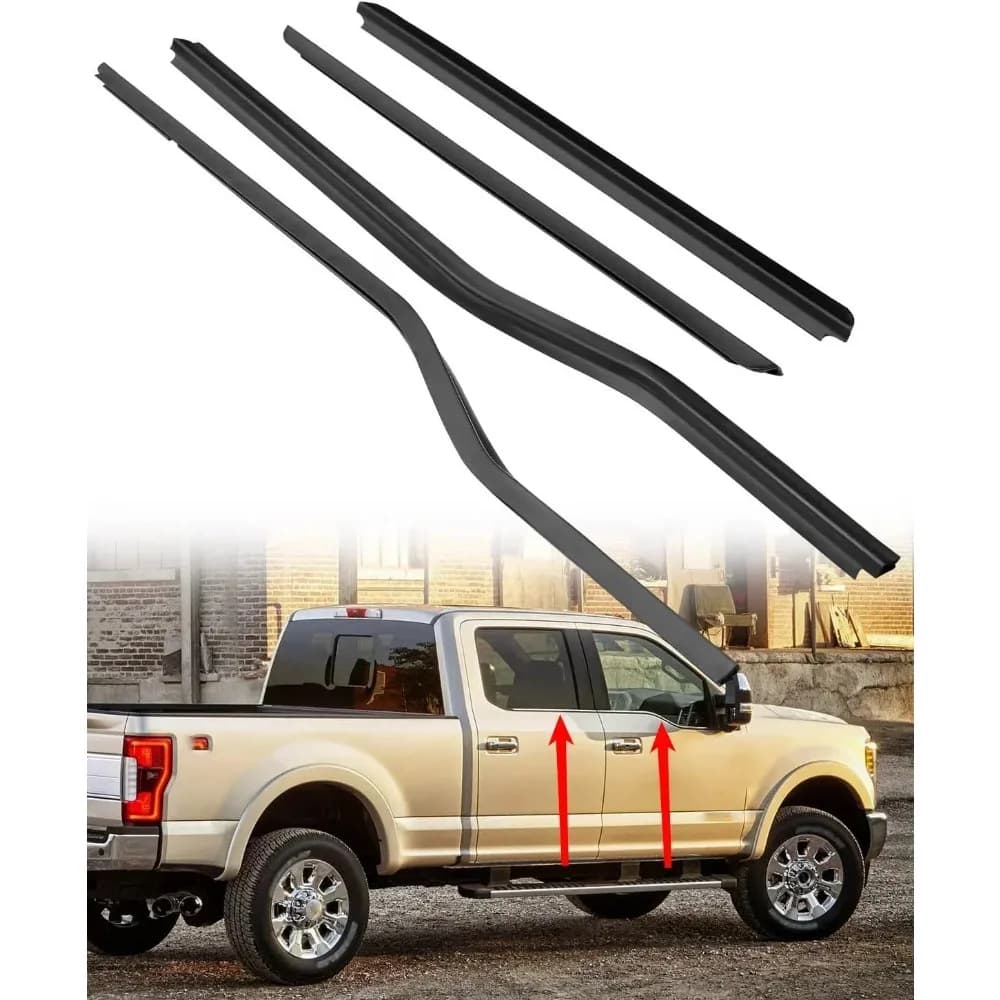 4 pezzi di gomma di vetro per finestra esterna nera per Ford F250 F350 F450 F550 1999-2016 Guarnizione esterna in vetro laminato F81Z-2521452-AA