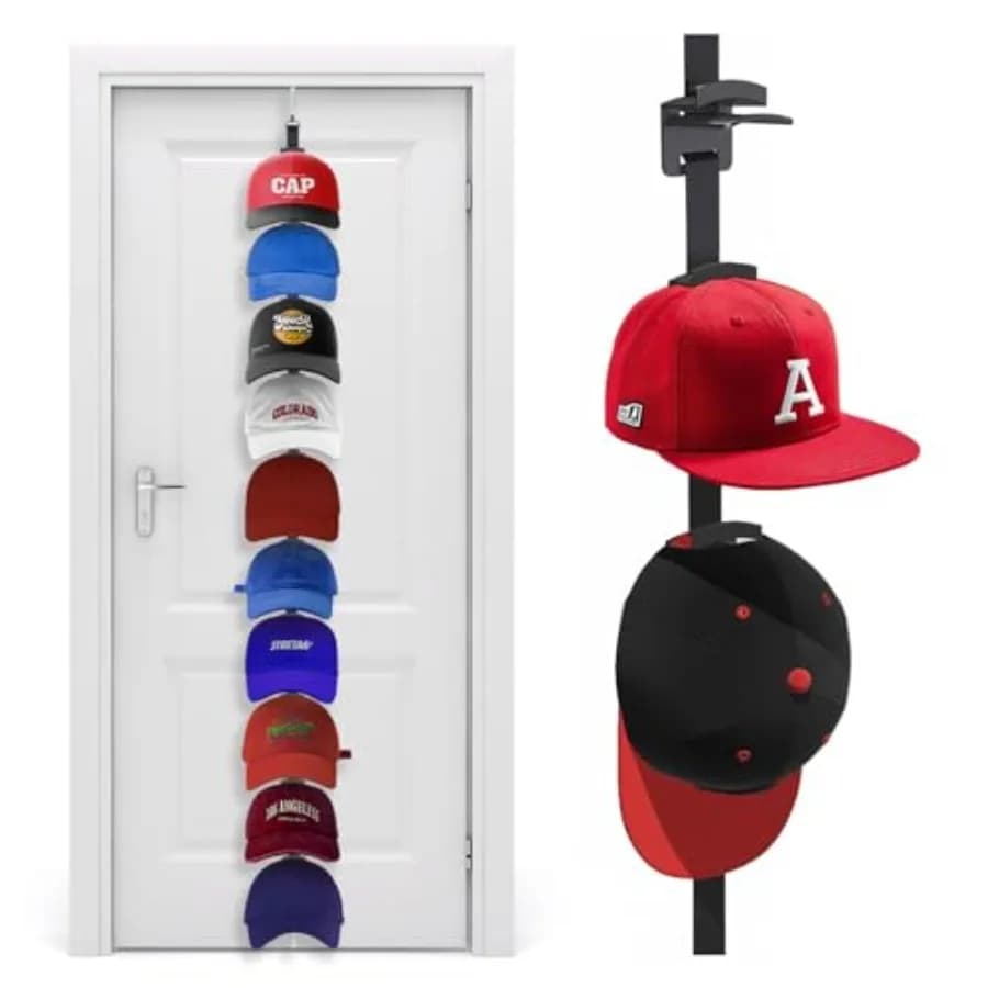 Organizer for Baseball Hats to Hang at the Door, Hat Door with 10 Exhibit and Hanging Hooks, Organization and Conservation 2 Vie Hats