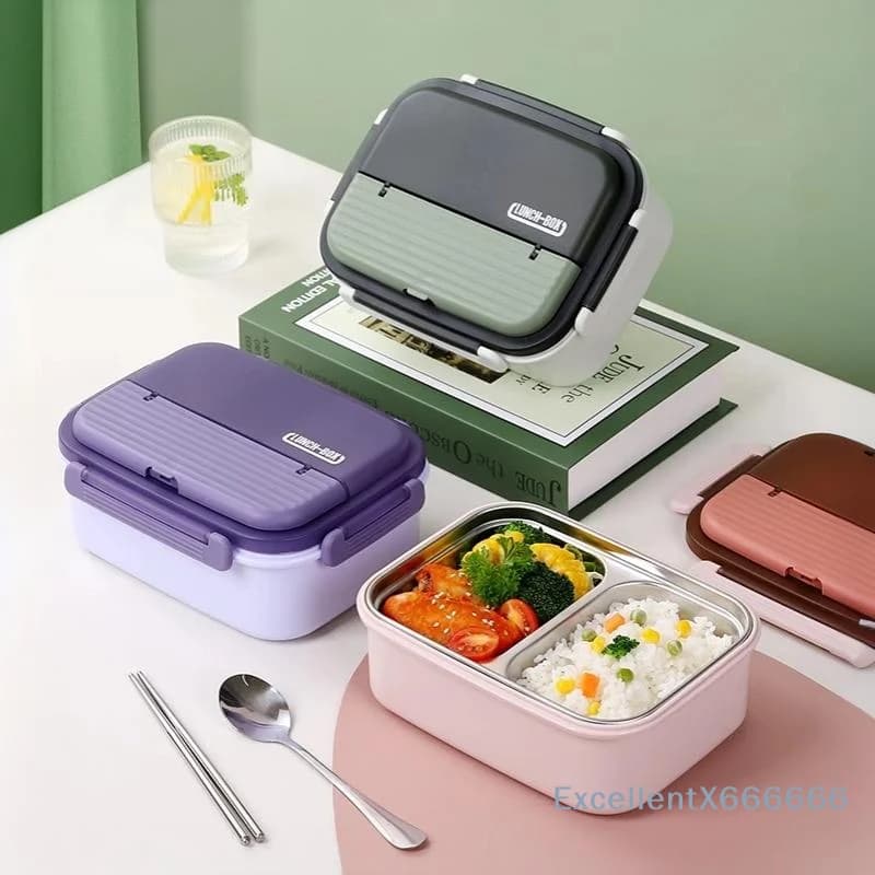 1000ML Heat Preservation Lunch Box 304 Stainless Steel Double Grid Fresh Food Container for Home Office Meal Prep