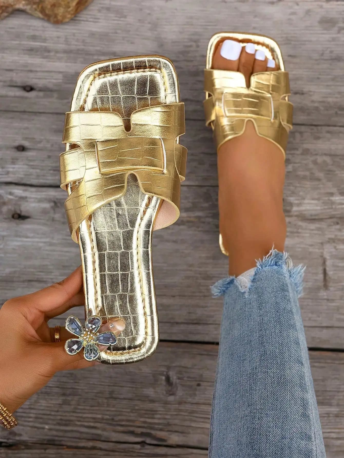 Nuove Ciabatte a Forma di H, Sandali Casual da Donna Stile Romano, Comode Ciabatte Piatte, Nero/Beige/Marrone