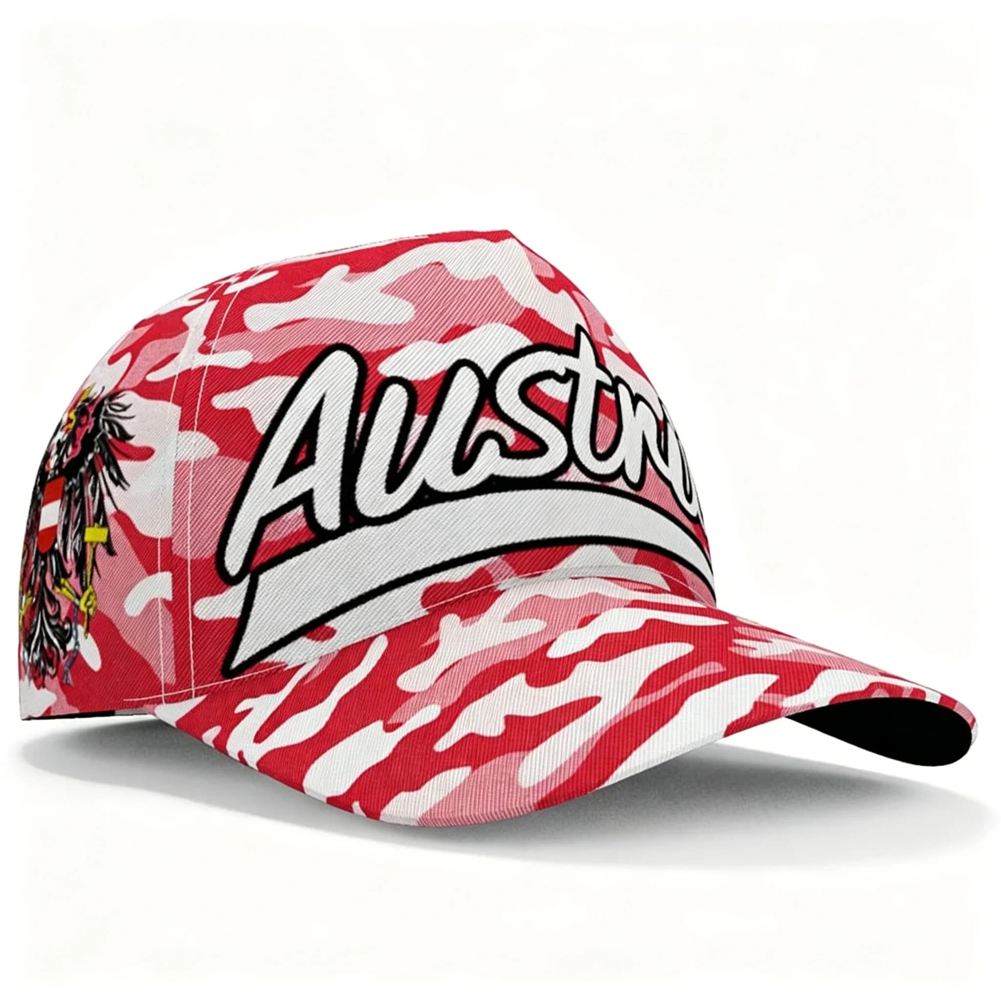 Austrian National Flag Printed Baseball Cap Unisex Breathable Adjustable Snapback Outdoor Sports Casual Travel Sun Hat