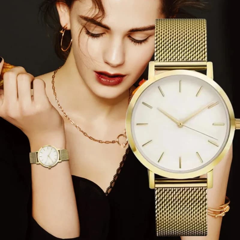 Women's watches of the best brands Luxury mesh simple quartz watches Stylish pink gold wristwatch fashion Reloj Mujer