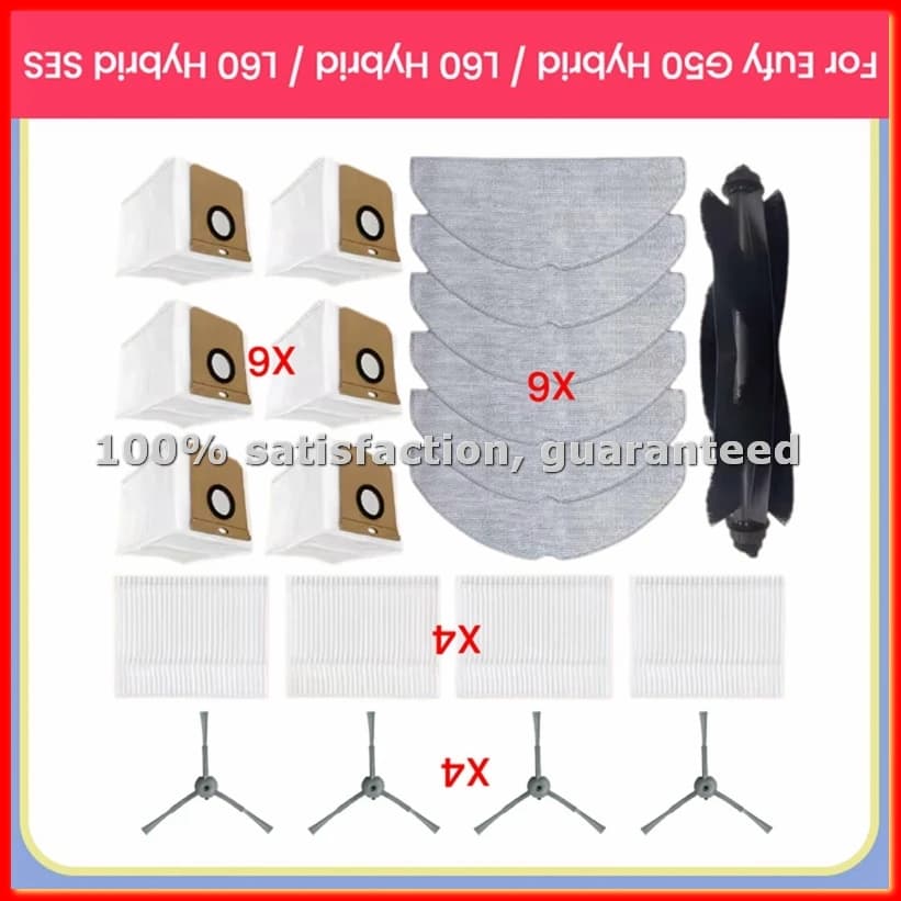 Spare parts for Vacuum cleaner G50 Hybrid / L60 Hybrid: Main brush, Lateral brush, Filter, Washing cloth, Bag Collecting - A63M