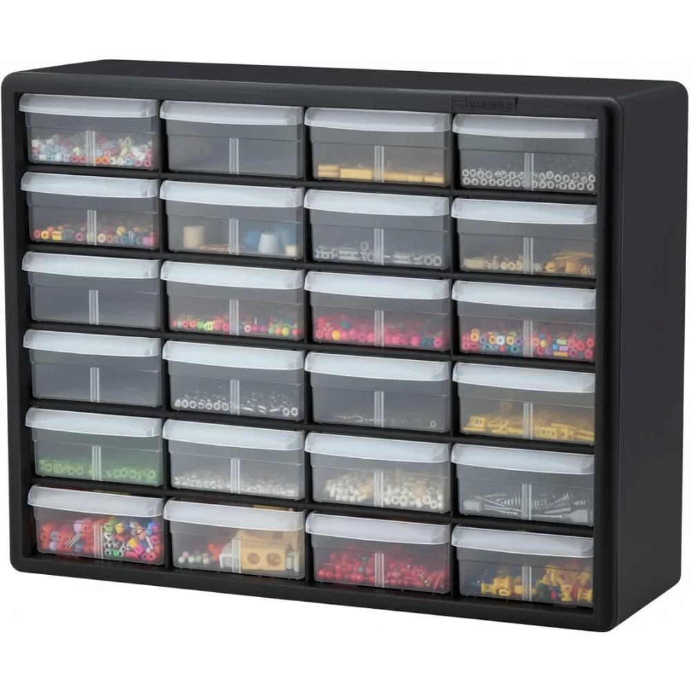 Armadietto portaoggetti in plastica a 24 cassetti per l'organizzazione di officine in garage, cassetta degli attrezzi, organizer per trucchi, 20x6x16 pollici