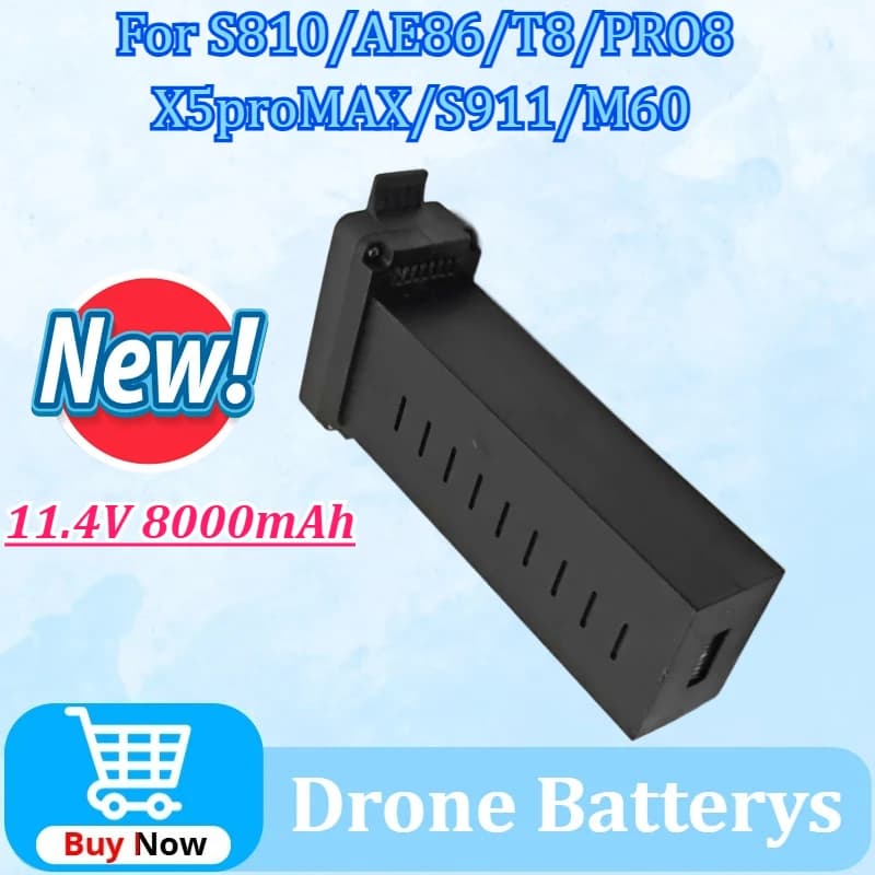 Batteria per drone AE86 PRO MAX 8K 11.4V 8000mAh per S810/X5proMAX/T8/PRO8 Accessori per pezzi di ricambio per batteria in fibra di carbonio aggiornata