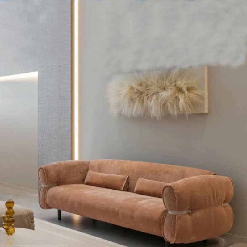 Modern minimalist three-seater cable tie sofa for living room velvet