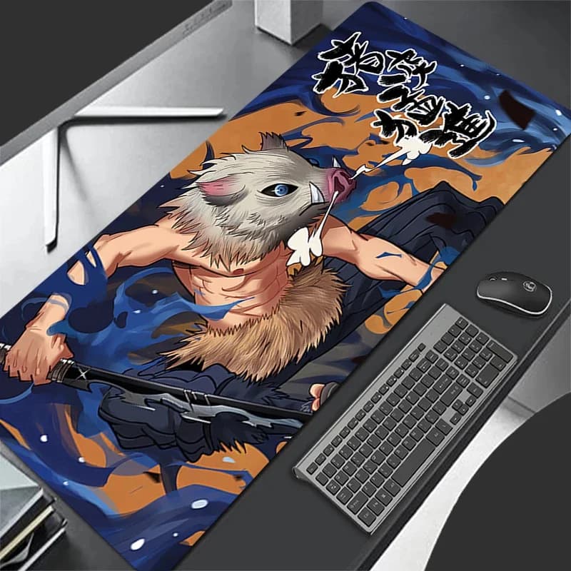 Tappetino per mouse Demon Slayer Inosuke Laptop da gioco Tappetino per tastiera Tappetino per scrivania Accessori per PC Protezione per scrivania Anime Gamer tappeto Tappetini per mouse XL