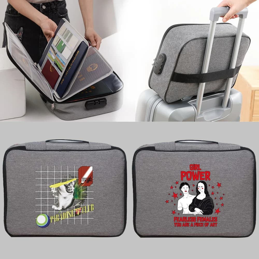Document Storage Organizer Bag File Container Bills Folder Certificate Card Contract Pouch Ticket Sculpture Print Password Lock