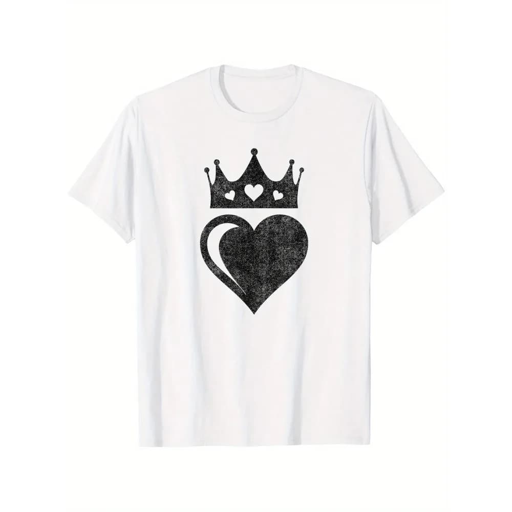 T-shirt King of Hearts - Husband Boyfriend - Queen & King of Hearts, T-shirt estiva casual e comoda, girocollo alla moda