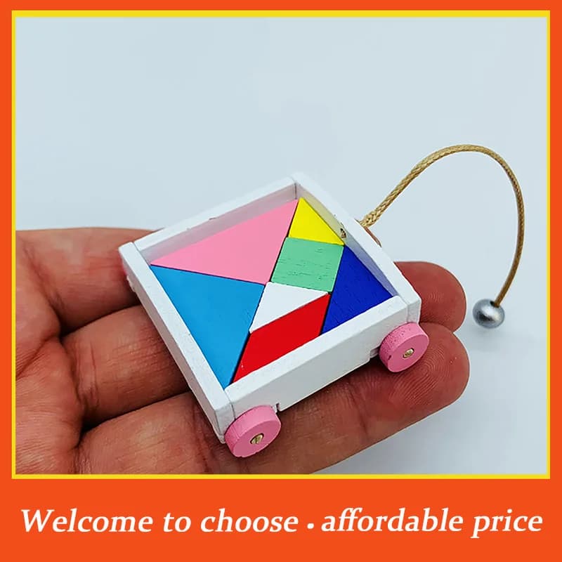 1 pz nuovo modello di auto in legno 1/12 per casa delle bambole, blocchi da costruzione colorati, giocattoli, decorazioni e accessori per casa delle bambole, mini Tangram