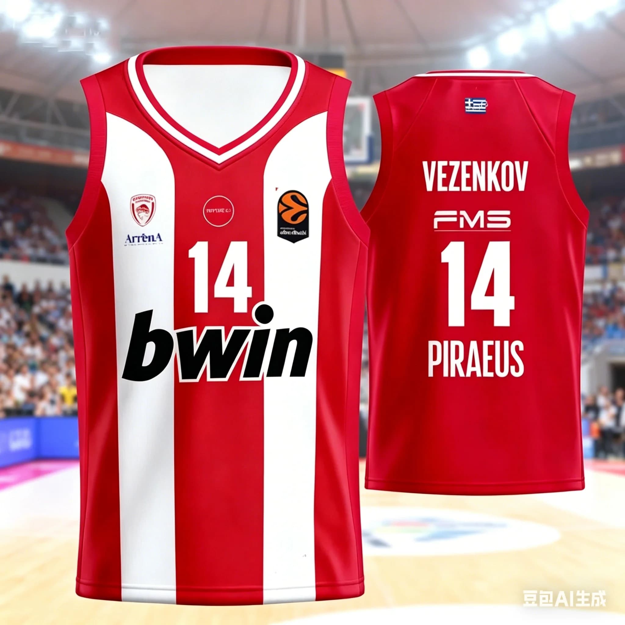 Completo Kit Famiglia Coordinato: Nuovi Arrivi 25/26 - Maglia da Basket Uomo/Bambino Grecia Olympiacos Atena - Kit Speciale Partita Asciugatura Rapida
