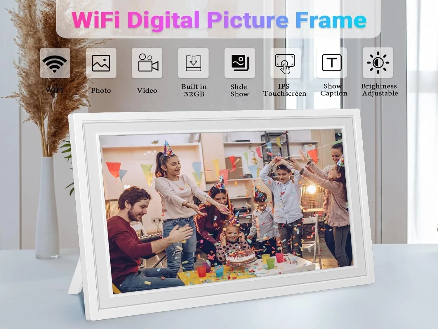 Digital Picture Frame FRAMEO 15.6" Large Digital Photo Frame IPS Screen, Built in 32GB Memory, Share Photos and Videos Via App
