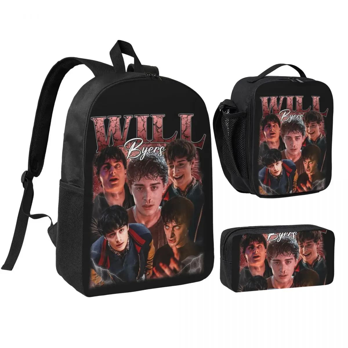 Will Byers 3pecs/set Backpack for Student College Daypack Lunch bag Pencil Case