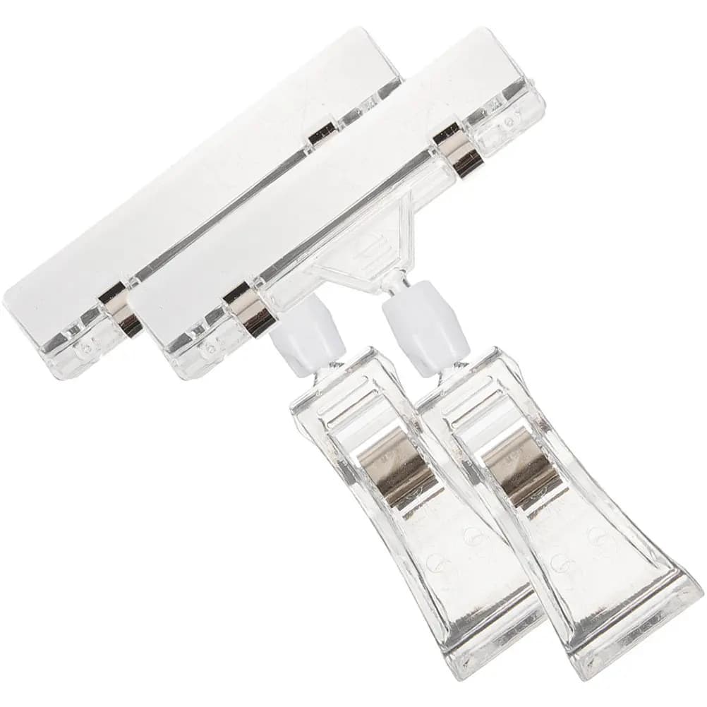 2 Pezzi Clip per Etichette Bifacciali in Plastica Girevoli, Porta Prezzi per Espositori, Segnaletica per Negozi, Supporti da Tavolo per Ufficio