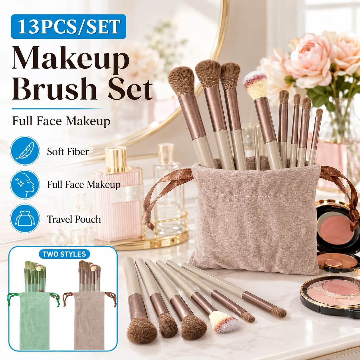 13PCS Makeup Brush Set Professional Cosmetic Brushes Kit Soft Foundation Eyeshadow Blush Powder Brush Tools For Face Eye Makeup