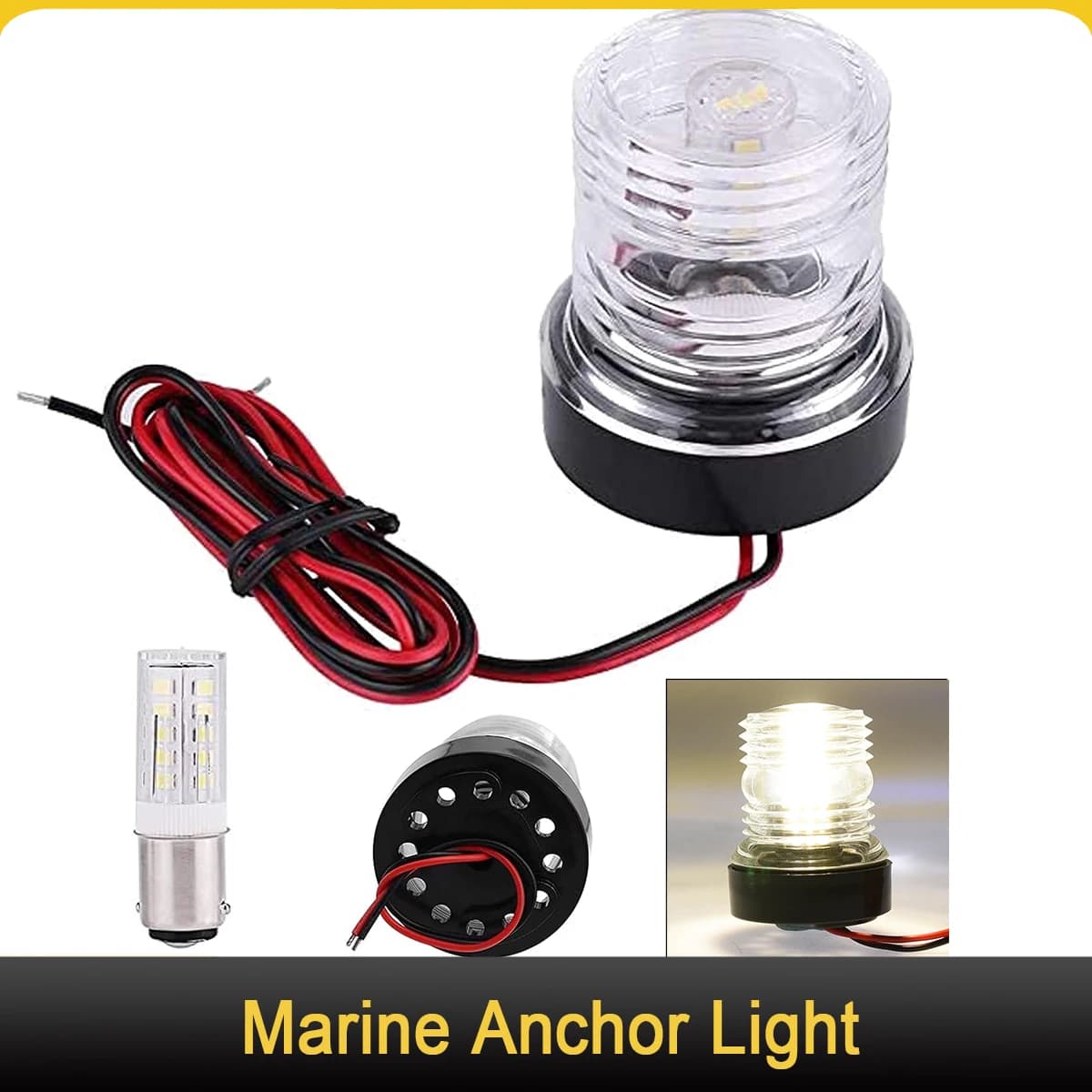 Luce di navigazione a LED 12-24V Luce di segnalazione impermeabile a tutto tondo 360 ° Piccole luci di ancoraggio marine per barche, navi, yacht, giardino