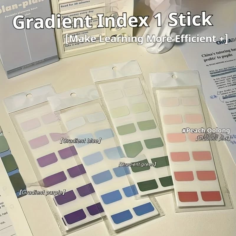 Blocco Note Adesivo Colore Sfumato - Segnapagina Scrivibili con Adesivo Forte per Studenti e Lavoratori d'Ufficio, per Libri, Documenti, Planner