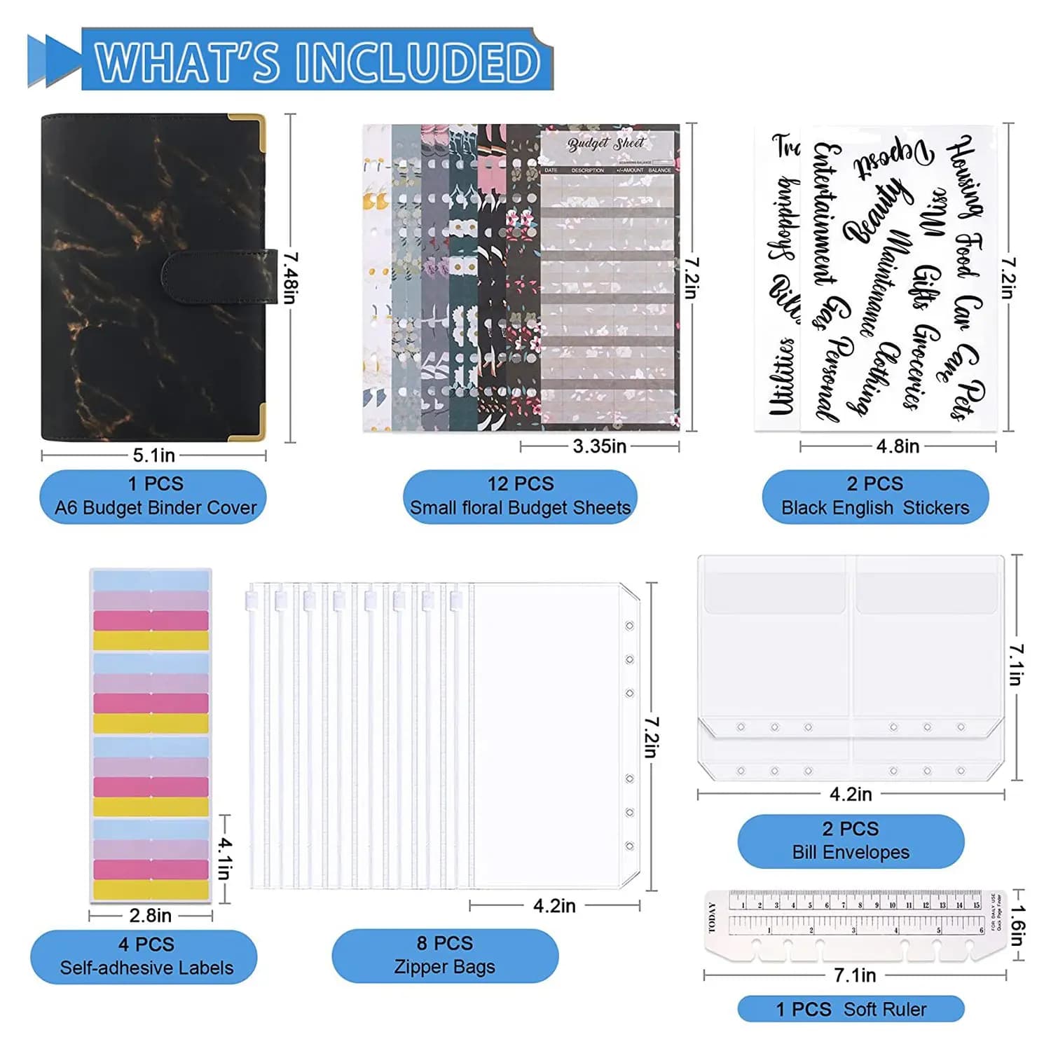 AED5-A6 Raccoglitore economico in pelle PU Raccoglitore per risparmiare denaro con buste con cerniera Organizzatore di denaro Planner per taccuino contanti