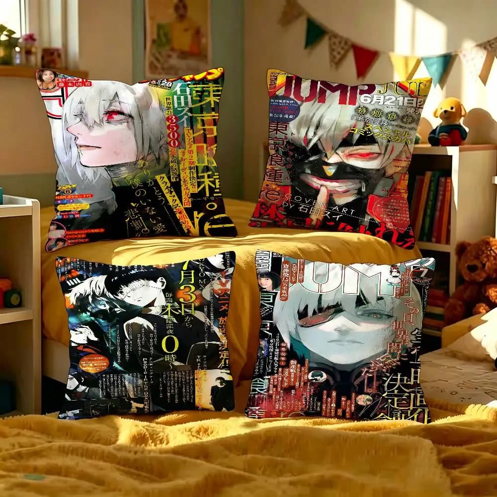 Anime Tokyo G-Ghoul K-Kaneki Ken Cuscino Decorativo per Casa, Ufficio, Camera da Letto, Divano, Auto, Fodera per Cuscino 45x45