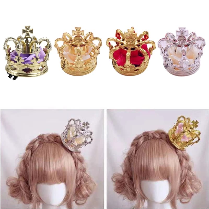 Lolita Princess 3D Tiara Crown lussi artificiale rosa fiore Cosplay copricapo accessori per capelli con clip nastro DXAA