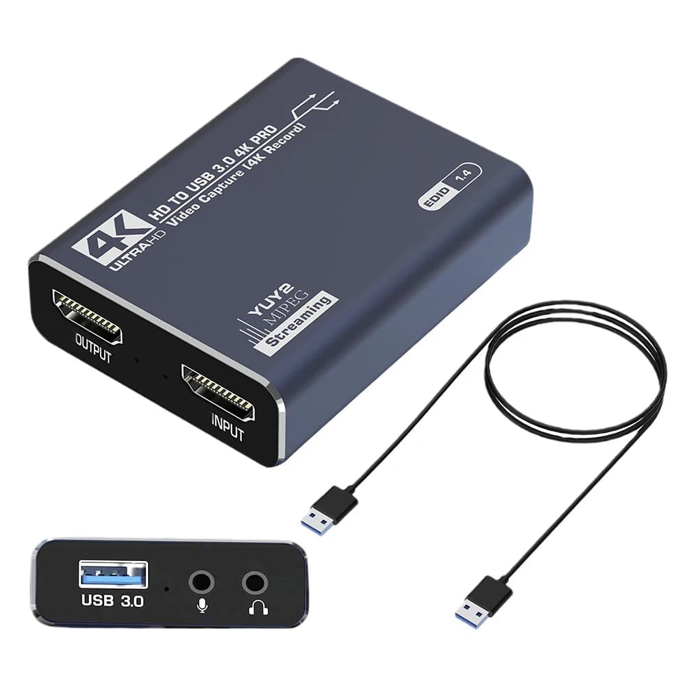 con scheda di acquisizione HDMI Adattatore TV Box 4K 60Hz 1080P USB3.0 HDTV Videoregistratore Grabber per PS4 OBS Gioco Audio Mic Streaming live