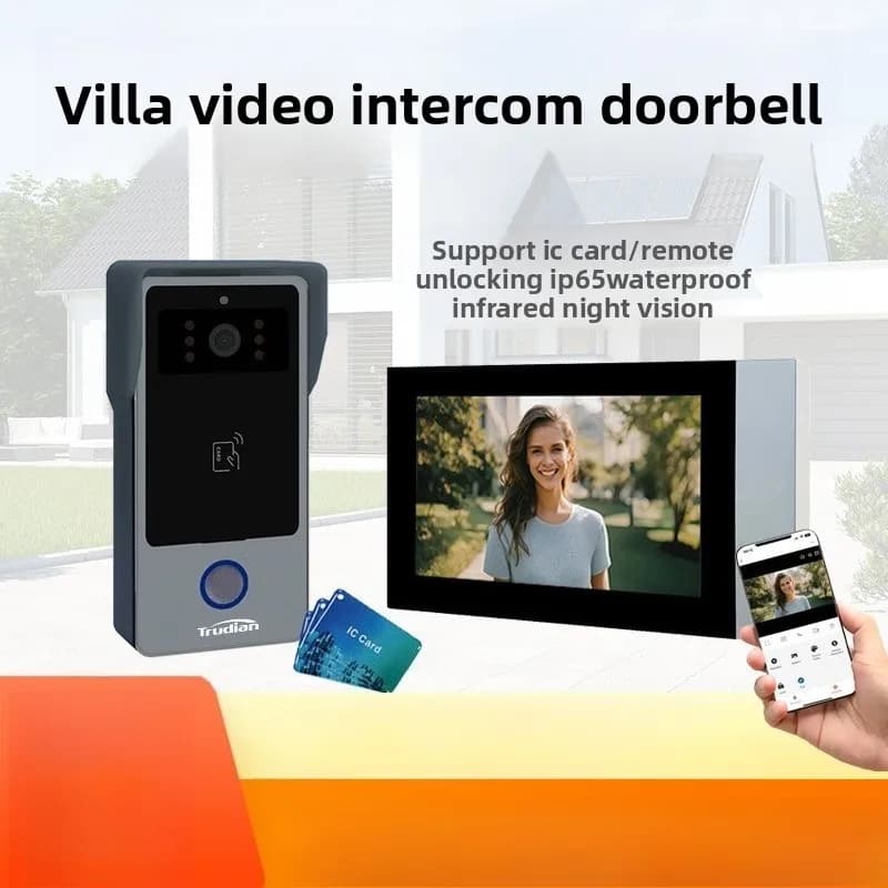 Campanello video intelligente con telecamera Monitoraggio remoto Video domestico Walkie-talkie vocale visivo con schermo di visualizzazione Scheda SD disponibile