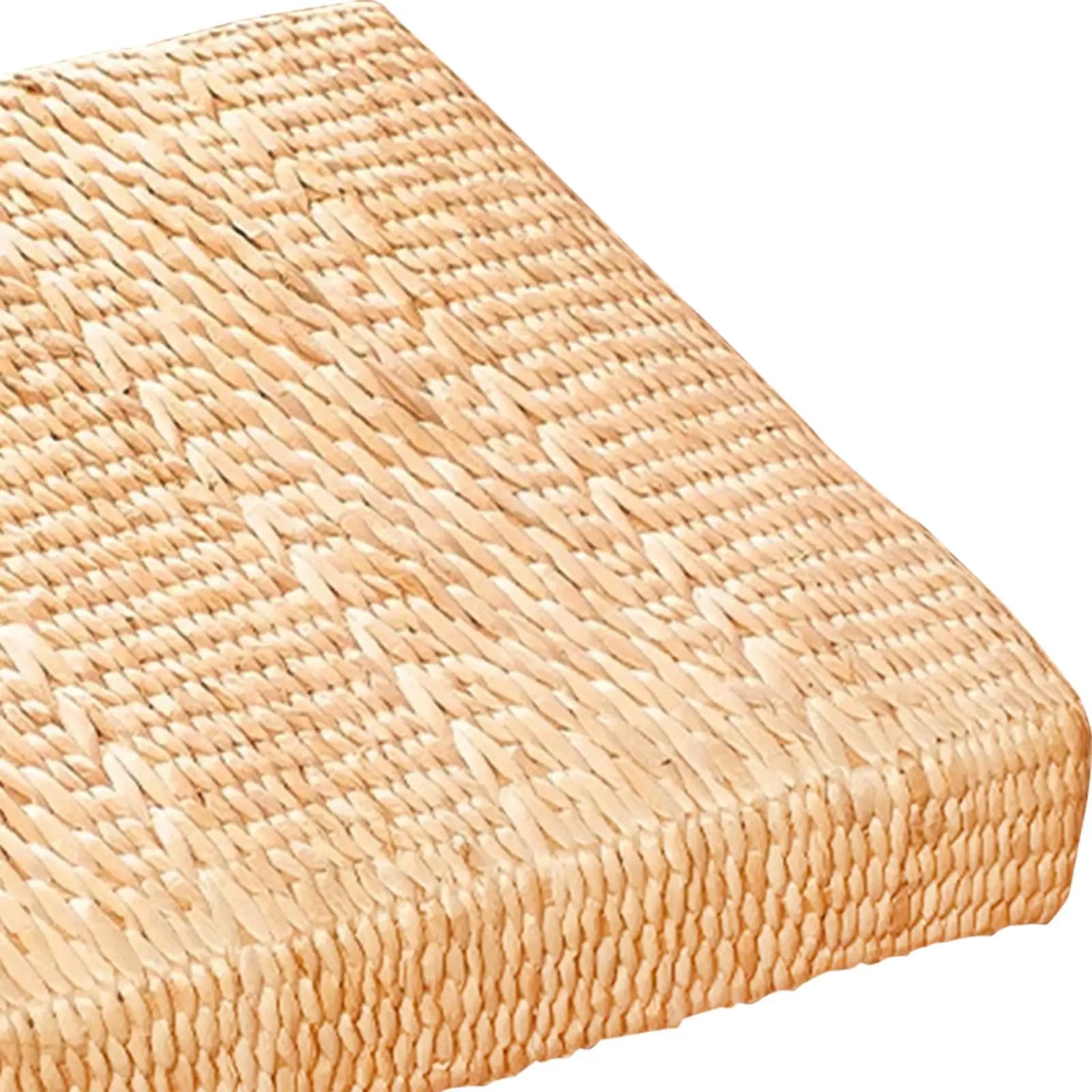 Floor Cushion Straw Meditation Cushion Floor Pillow Weave Handmade Tatami Cushion Chair Seat Mat for Home Dining Room Garden