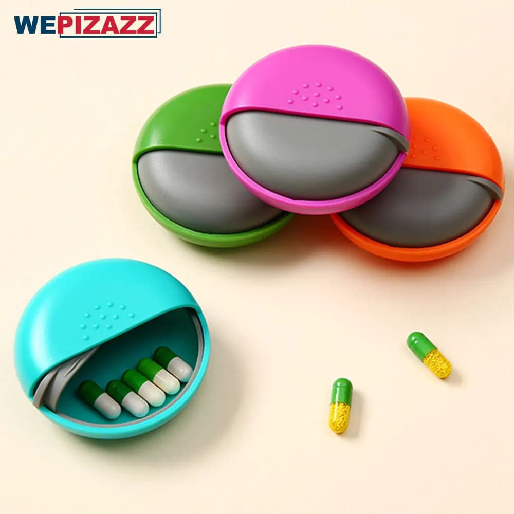 Small portable pill holder for handbag - Compact and leak-proof medicine container for pills, vitamins, fish oil, supplements - Without BPA