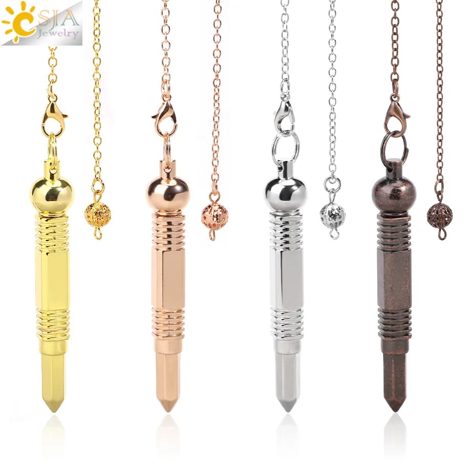 CSJA Metal Shuttle Pendulums for Dowsing Divination Pendant Esoteric Reiki Pendulum Healing Pendule Wicca Spiritual Pendulo H163