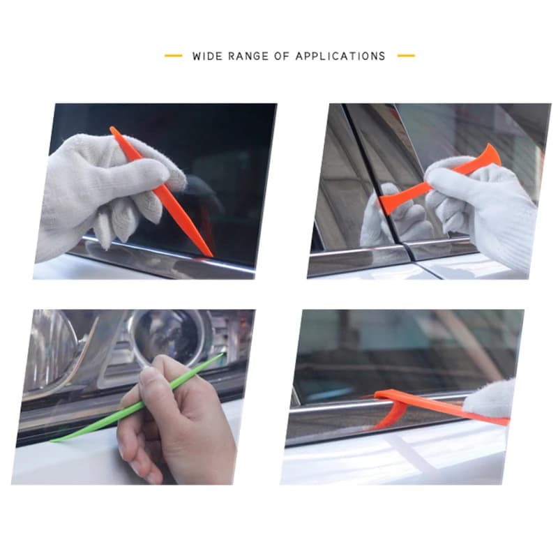 Kit 3 Pezzi per Applicazione Pellicole Auto: Squeegee Micro Stick, Raschietto Angolare, Strumenti per Inserimento in Fessure e Curvature, Taglierina per Pellicole
