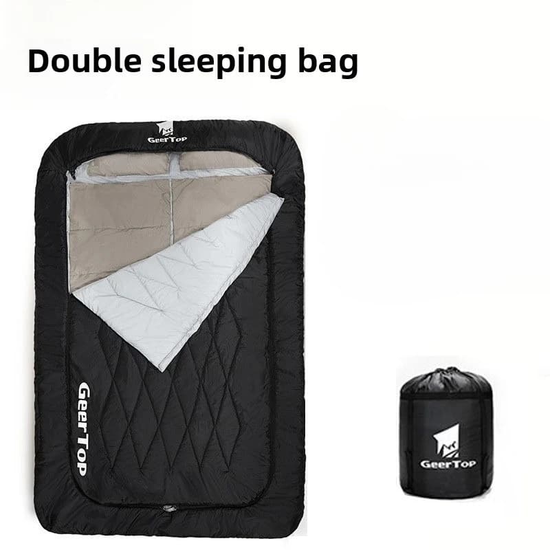Double-haired outdoor camping bags thickened to keep the sleeping bag warm in style bags portable folding fur bags waterproof