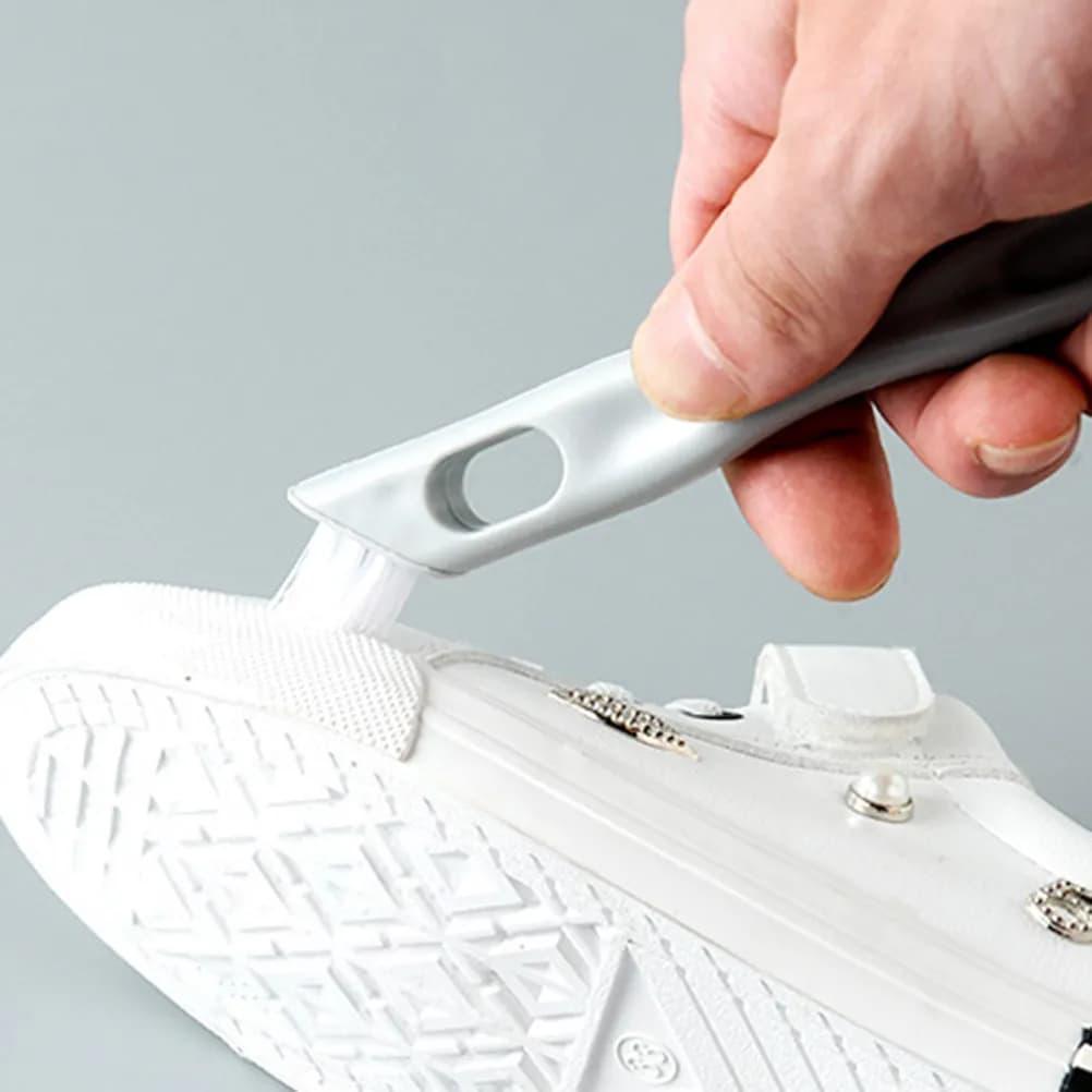 Spazzola per scarpe da 2 pezzi, spazzola ergonomica con manico lungo, comoda spazzola con setole lisce per scarpe, vestiti, letto