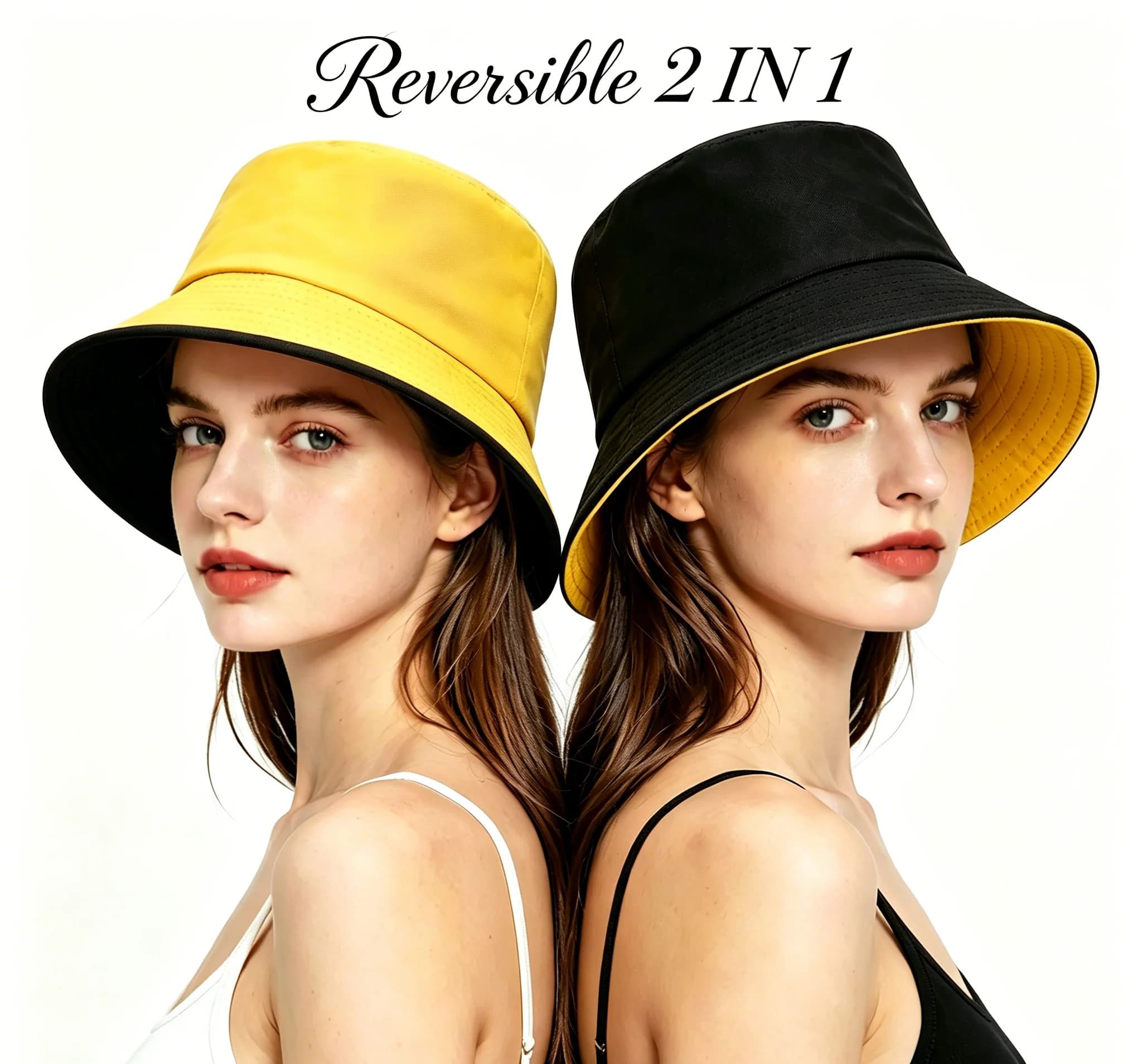 1pc Unisex Reversible Bucket Hat UPF50+ Sun Protection 2 Color Foldable Lightweight Fisherman Cap for Outdoor Travel Beach
