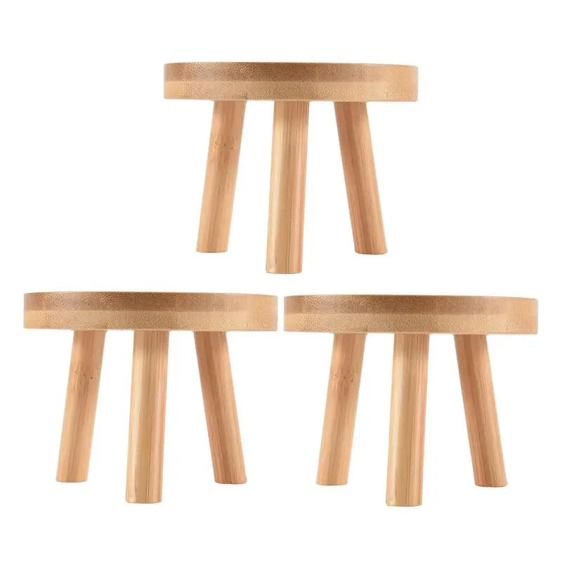 TFORU-3X Support for Wood Plants, Base for Vase, High Stool, Round Scaffale for Indoor and Exterior Plants