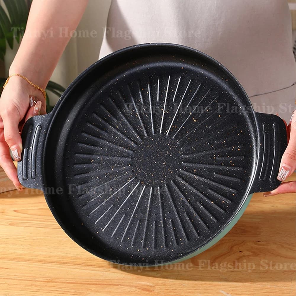 Grill for Round Barbeque Non-stick Cooking Plate for Korean BBQ for Home Use Barbecue Grill for Outdoor Travel Barbecue Camping Padella wok Kitchen accessories