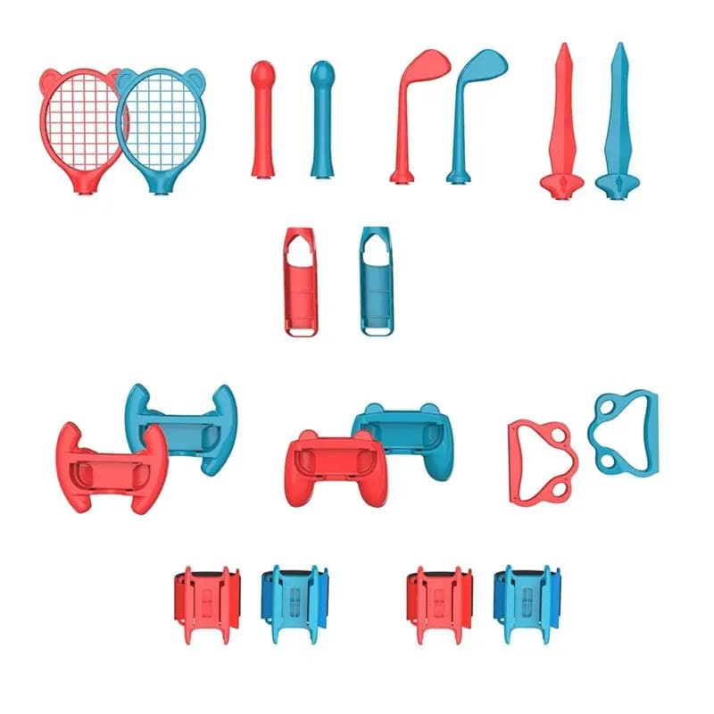 Accessories kit 18 in 1 for sports games Switch, tennis racks, golf clubs, wrist straps and leg straps