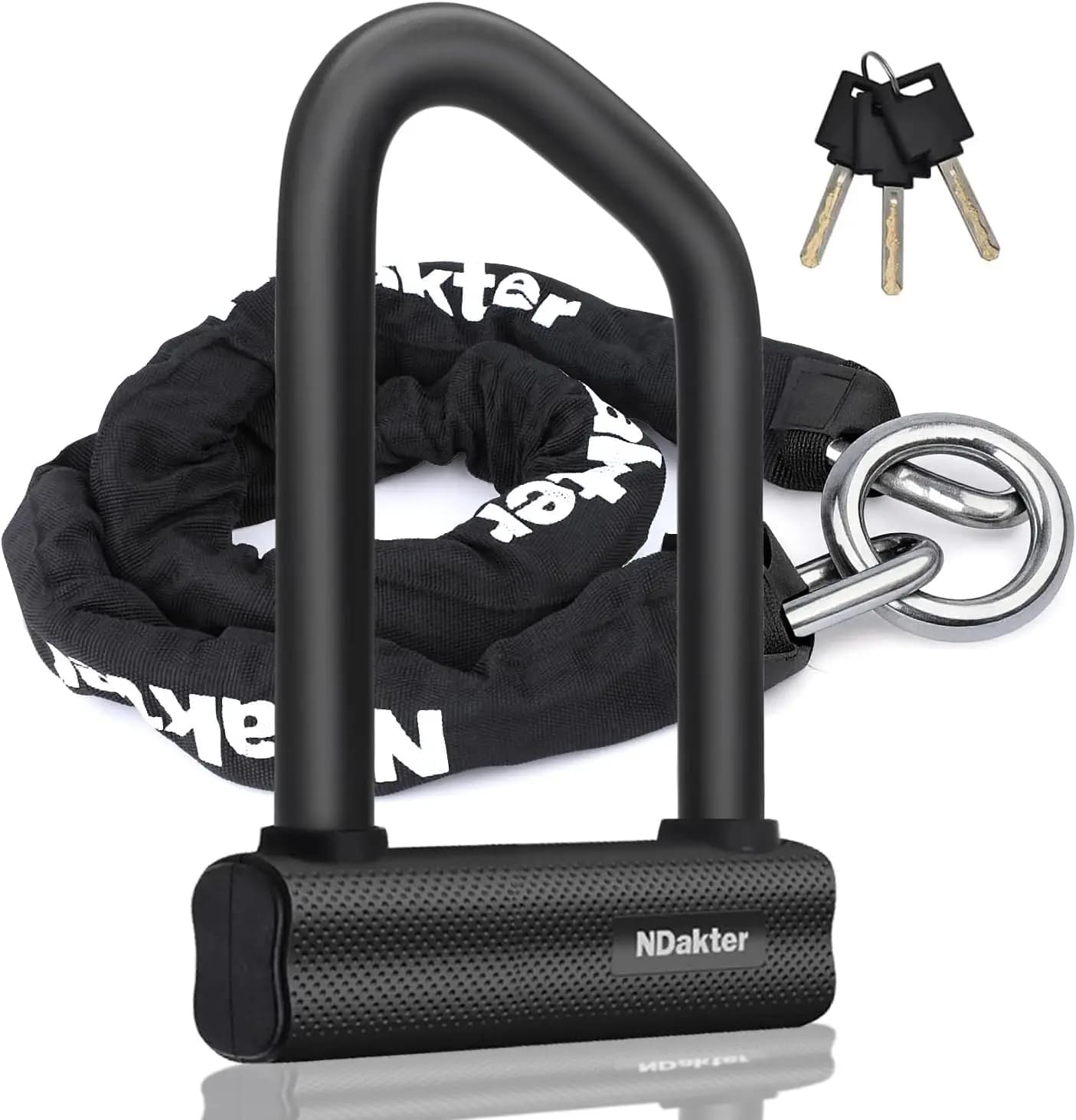 Lucchetto a catena per moto rinforzato, grillo da 18 mm, sicurezza 4FT x 12mm per E-bike, E-scooter, ciclomotore e cancello