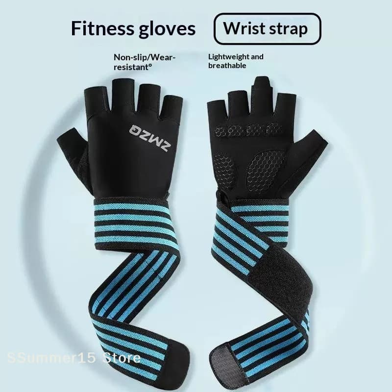 【R】1Pair Body Building Gym Training Fitness Weight Lifting Gloves Wrist Wraps Workout Half Finger For Men And Women