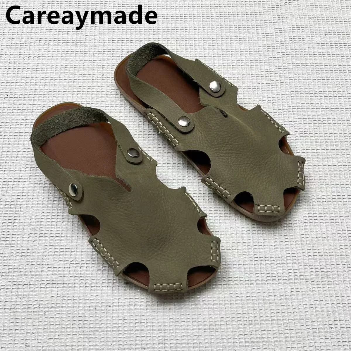 Careaymade-estate cucita a mano semplice e confortevole scarpe da donna in vera pelle sandali piatti per il tempo libero in pelle pieno fiore