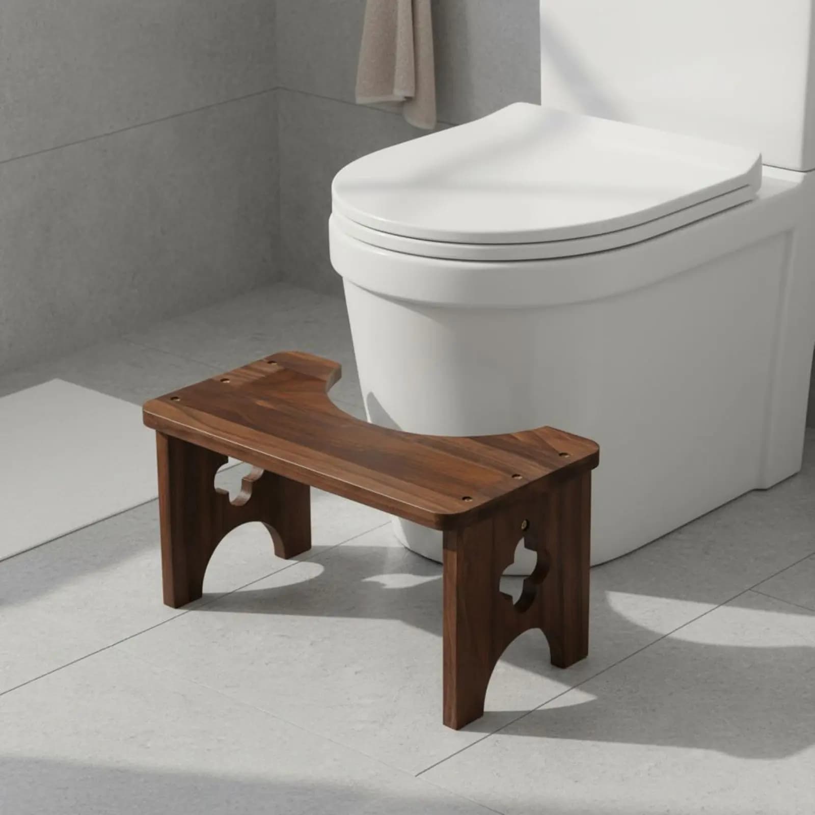 Sgabello per WC in Legno Robusto, Poggiapiedi per Bagno di Lunga Durata, Design Ergonomico per Donne