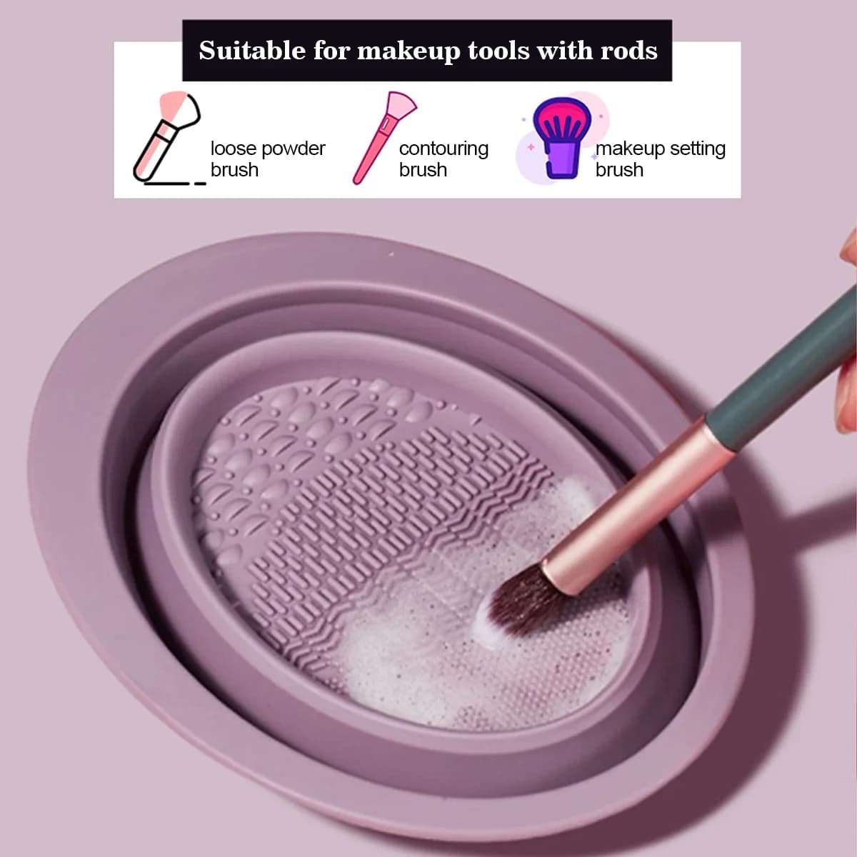 Ciotola Pieghevole in Silicone Morbido per la Pulizia dei Pennelli da Trucco, Pad per la Pulizia dei Pennelli Ombretto, Strumenti di Bellezza Portatili per il Lavaggio